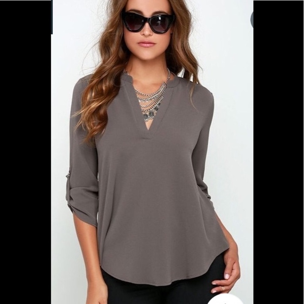 Left or Right Dark Gray Blouse Size L